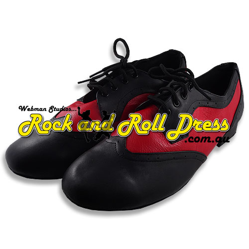 Men's black and red dance shoes - 10mm heel - size 5 - 16.5