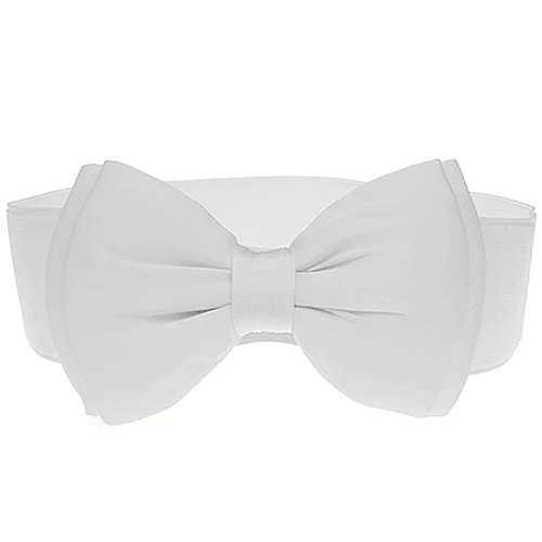 White elastic bow belt 60mm wide S-L White elastic bow belt 60mm wide S-L