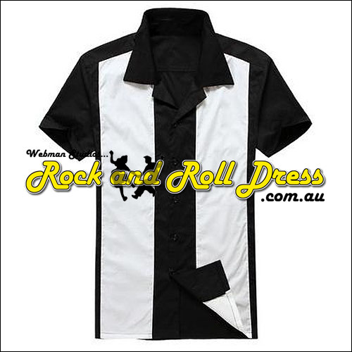 Black white panel rock and roll shirt Black white panel rock and roll shirt
