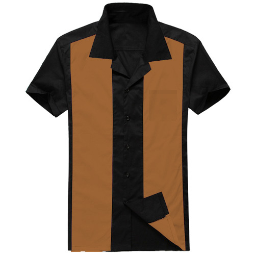 Black brown panel rock and roll shirt