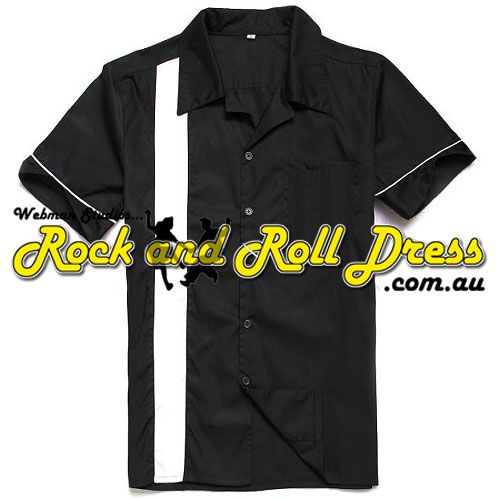 Black white stripe rock and roll shirt Black white stripe rock and roll shirt