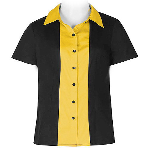 Black and yellow ladies rock and roll shirt S - 2XL Black and yellow ladies rock and roll shirt S - 2XL