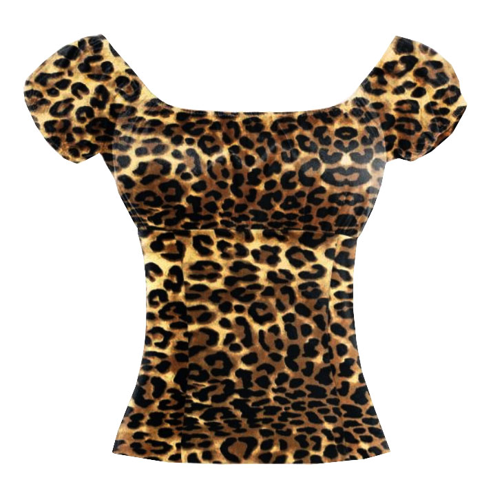 Leopard rock and roll rockabilly peasant top S-2XL Leopard rock and roll rockabilly peasant top S-2XL