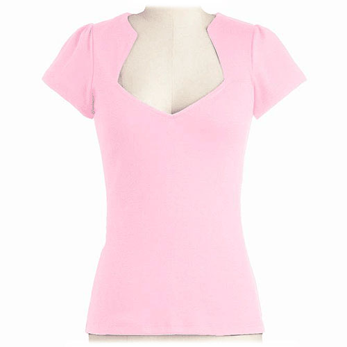 Pink rock and roll wedgetail neckline cotton top S - 2XL Pink rock and roll wedgetail neckline cotton top S - 2XL