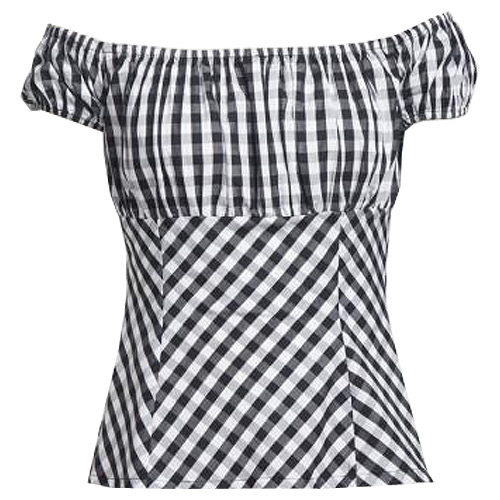Black white gingham rock and roll peasant top S-2XL Black white gingham rock and roll peasant top S-2XL