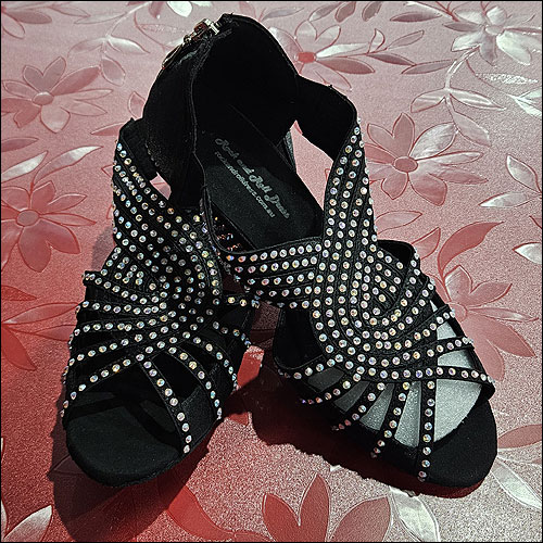 Ladies black diamonte dance sandal with 10mm heel Ladies black diamonte dance sandal with 10mm heel