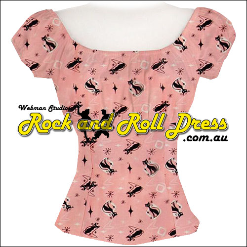 Hot kitty pink retro peasant top S - 2XL Hot kitty pink retro peasant top S - 2XL