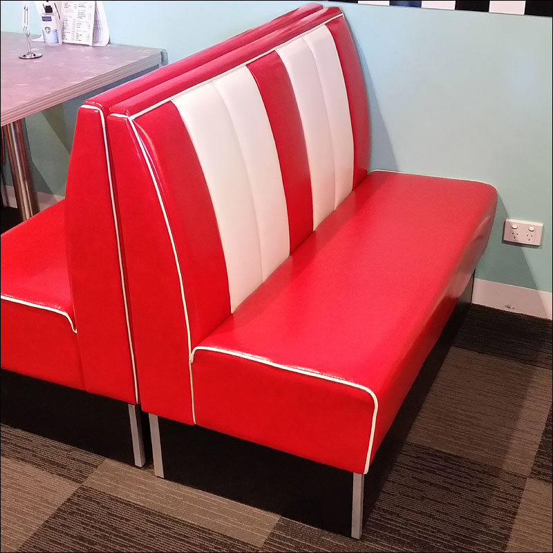 50's diner bench seat : Red with White Panels 50's diner bench seat : Red with White Panels