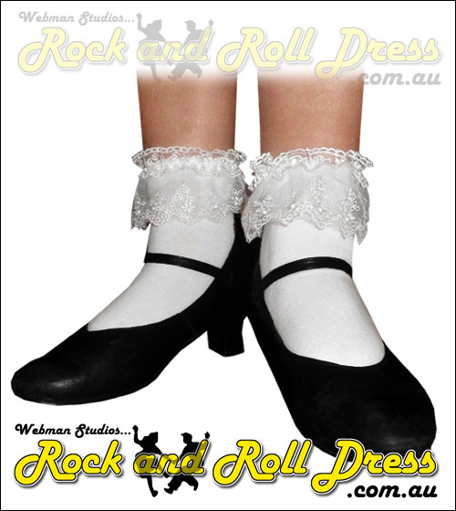 White dual lace top rock and roll bobby socks White dual lace top rock and roll bobby socks