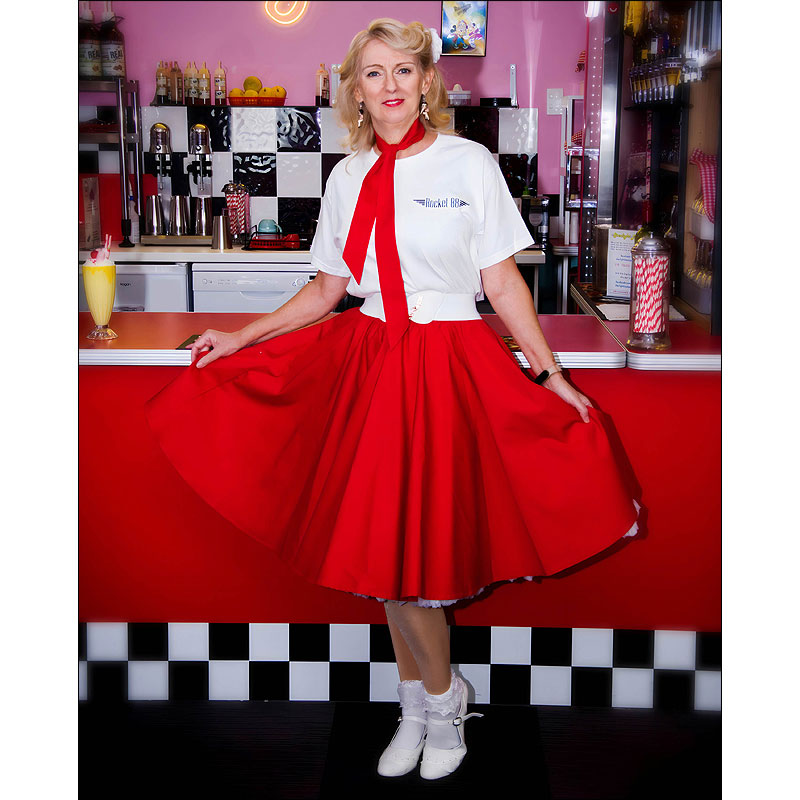 Red Grease style full circle rock and roll skirt XS - 2XL Red Grease style full circle rock and roll skirt XS - 2XL
