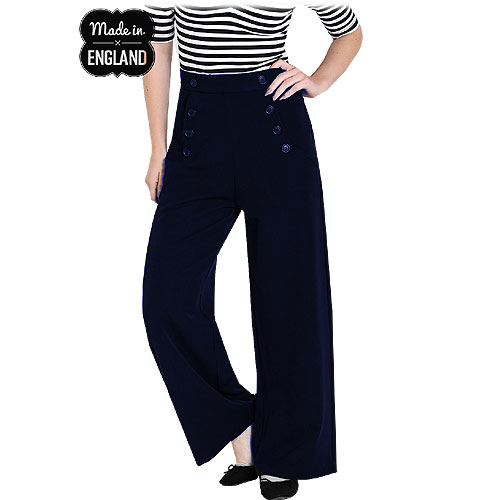 Hell Bunny Carlie navy ladies swing pants XS to 4XL Hell Bunny Carlie navy ladies swing pants XS to 4XL