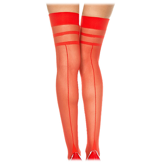 Music Legs red Cuban heel back seam stockings Music Legs red Cuban heel back seam stockings
