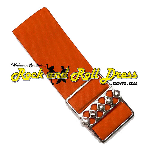 Orange elastic cinch belt 50mm wide fits up to 130cm waist Orange elastic cinch belt 50mm wide fits up to 130cm waist