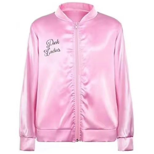 Pink Ladies pink satin jacket in sizes XS-4XL Pink Ladies pink satin jacket in sizes XS-4XL