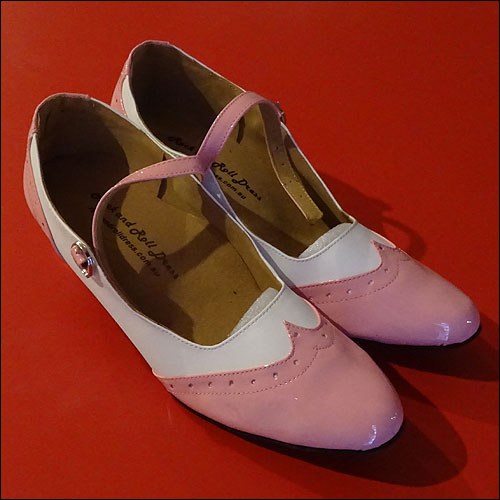 Ladies pink and white dance shoes - 45mm heel - size 4 - 12.5 Ladies pink and white dance shoes - 45mm heel - size 4 - 12.5