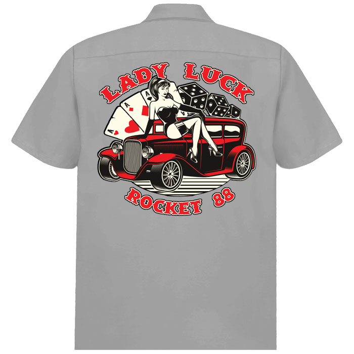 Rocket 88 Lady Luck men's workshirt S-4XL Grey Rocket 88 Lady Luck men's workshirt S-4XL Grey