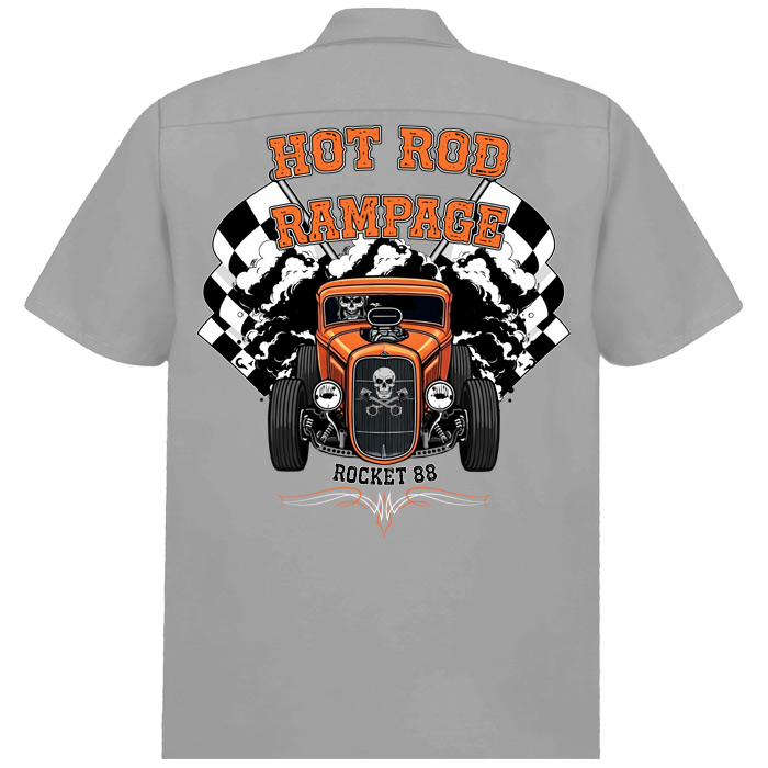 Rocket 88 Hot Rod Rampage men's workshirt S-4XL Grey Rocket 88 Hot Rod Rampage men's workshirt S-4XL Grey