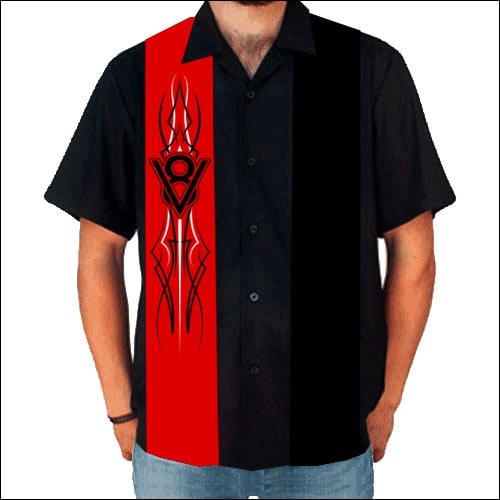 Rocket 88 Bent 8 red panel V8 pinstripe panel shirt S-4XL Rocket 88 Bent 8 red panel V8 pinstripe panel shirt S-4XL