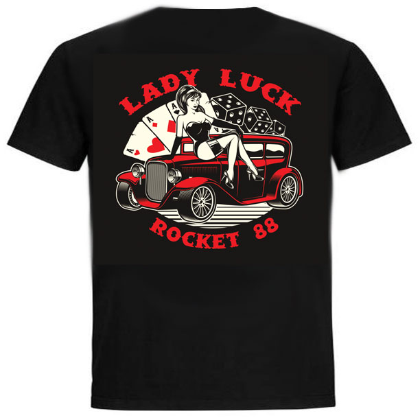 Rocket 88 Lady Luck Rockabilly T-Shirt XS-4XL Rocket 88 Lady Luck Rockabilly T-Shirt XS-4XL