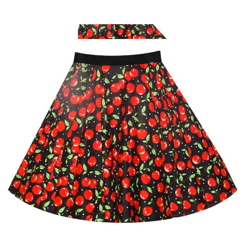 Emily cherry print full circle skirt XS-2XL. Emily cherry print full circle skirt XS-2XL.