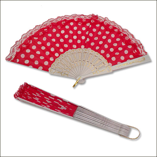 Red white polka dot lace top rock and roll hand fan Red white polka dot lace top rock and roll hand fan