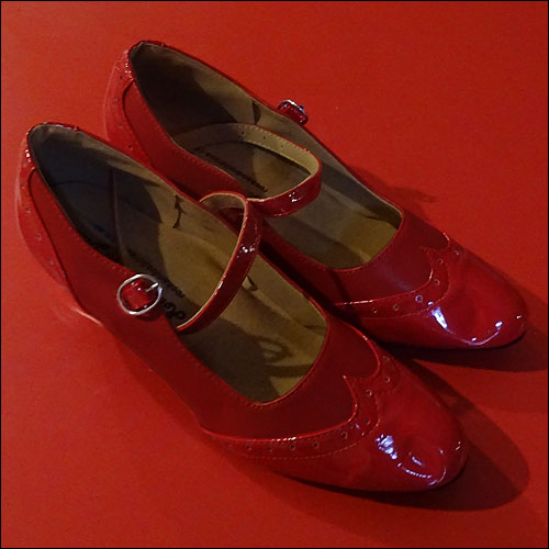 Ladies red dance shoes - 45mm heel - size 4 - 12.5 Ladies red dance shoes - 45mm heel - size 4 - 12.5