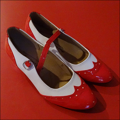 Ladies red and white dance shoes - 45mm heel - size 4 - 12.5 Ladies red and white dance shoes - 45mm heel - size 4 - 12.5