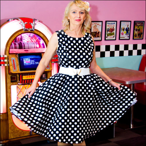 Rhiannon Lee retro vintage black white polka dot dress XS-3XL Rhiannon Lee retro vintage black white polka dot dress XS-3XL