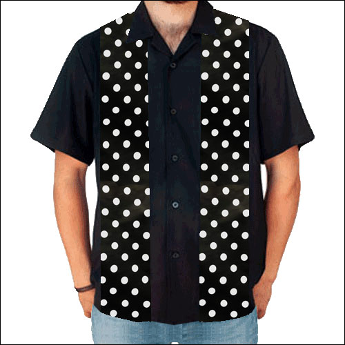 Rocket 88 black white polka dot panel rock 'n' roll shirt S-4XL Rocket 88 black white polka dot panel rock 'n' roll shirt S-4XL