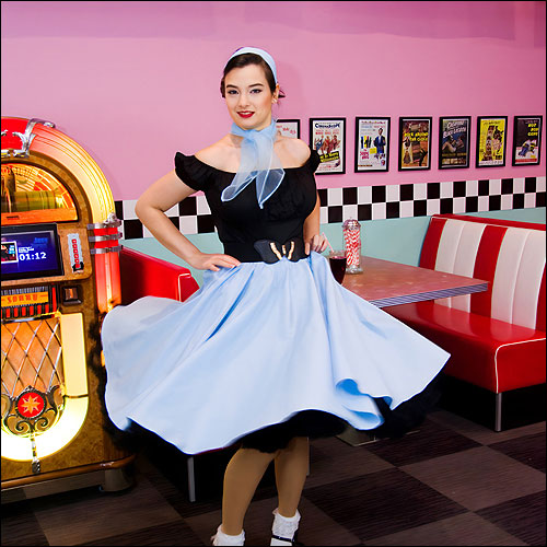 Baby blue Grease style full circle rock and roll skirt XS - 2XL Baby blue Grease style full circle rock and roll skirt XS - 2XL
