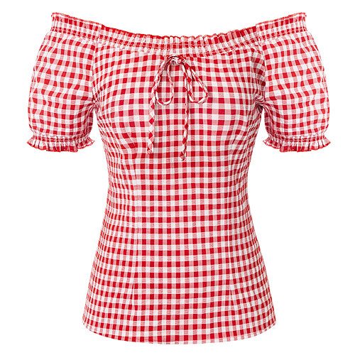Red gingham rockabilly peasant top S - 2XL Red gingham rockabilly peasant top S - 2XL