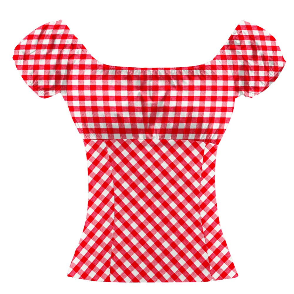Red white gingham rock and roll peasant top S - 2XL Red white gingham rock and roll peasant top S - 2XL