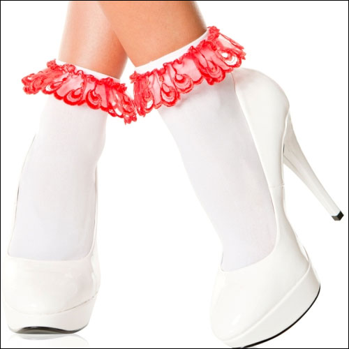 White red lace top rock and roll bobby socks White red lace top rock and roll bobby socks